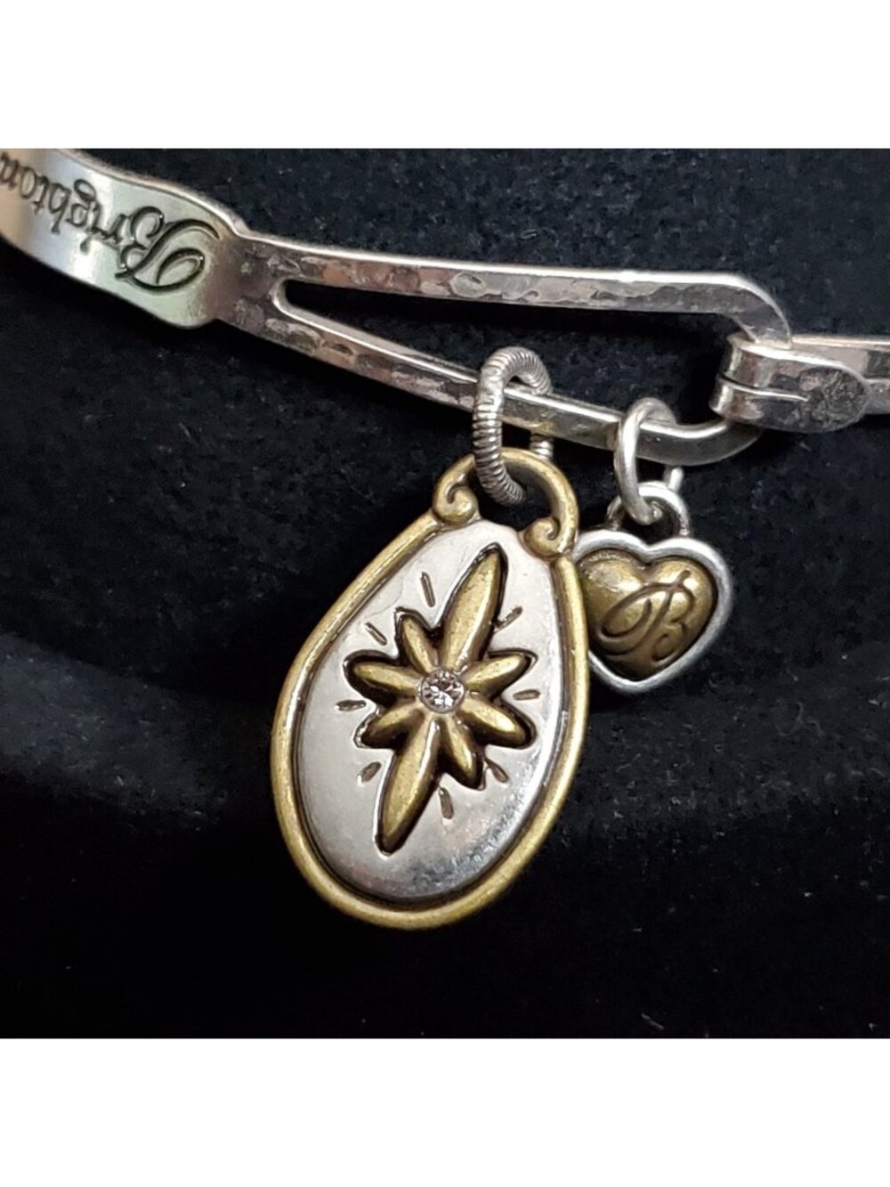 Brighton Bangle Charm Bracelet Hammered Silver Gold Tone 7.75"